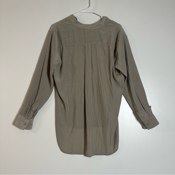 Mela Purdie Australia pleated split neck green blouse - Picture 3 of 5
